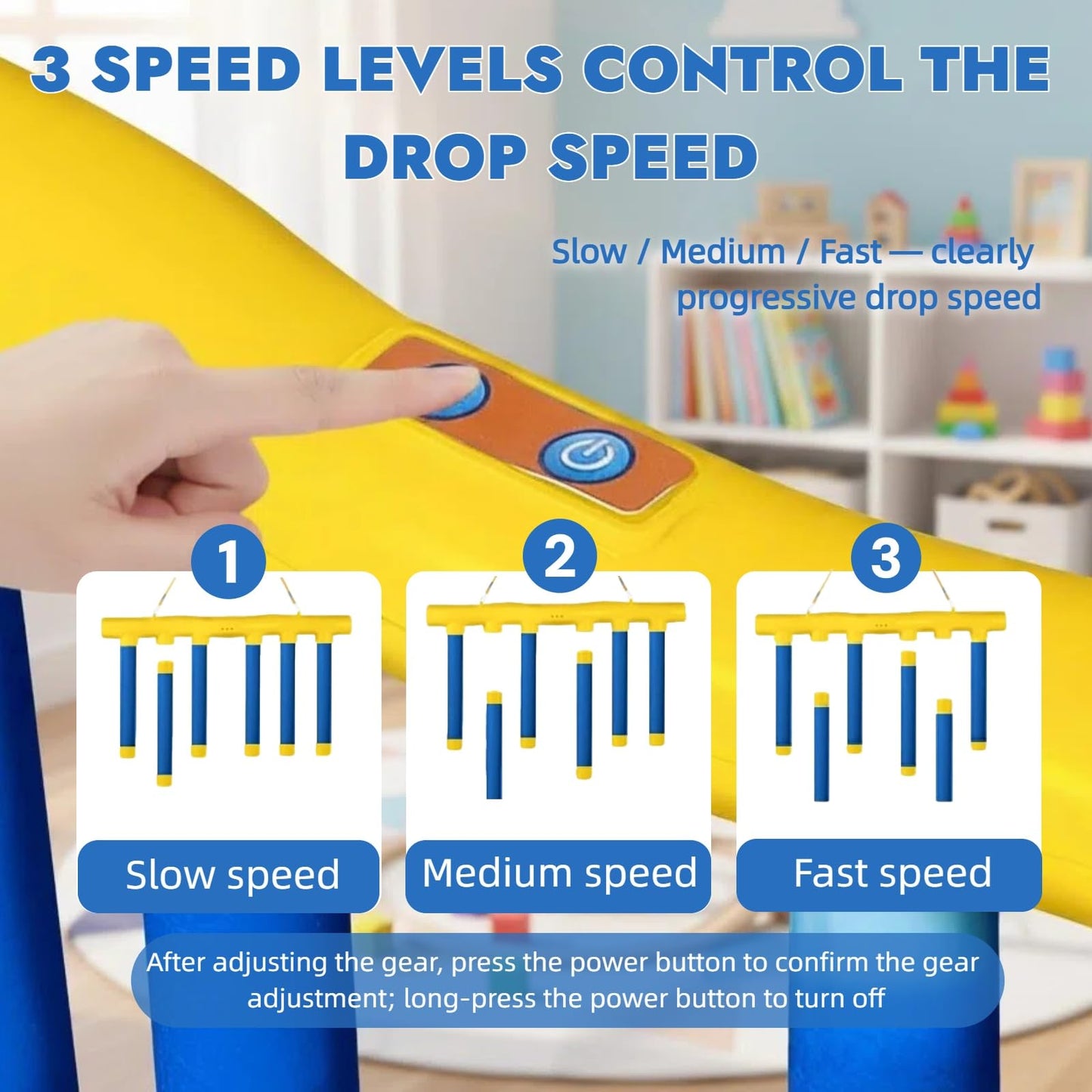 Cprnru Catching Sticks Game, Drop Sticks Game, 3-Speed Adjustable Hand Eye Coordination Reaction Training Toy, Hand Speed Challenge for Kids and Adults (Blue)