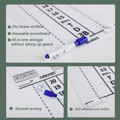 Afumazi Dry Erase Dart Scoreboard, Dart Score Keeper for Cricket and 01 Games, 13.8x7.9 Inch Dartboard Accessories