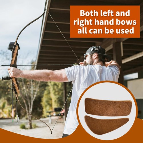 SPG Arrow Rest for Recurve Bow - 4 Pairs Fur Recurve Arrow Rest Adhesive Bow Shelf Rest Stick on Traditional Recurve Bow for Hunting Shooting Archery Practice (Brown)