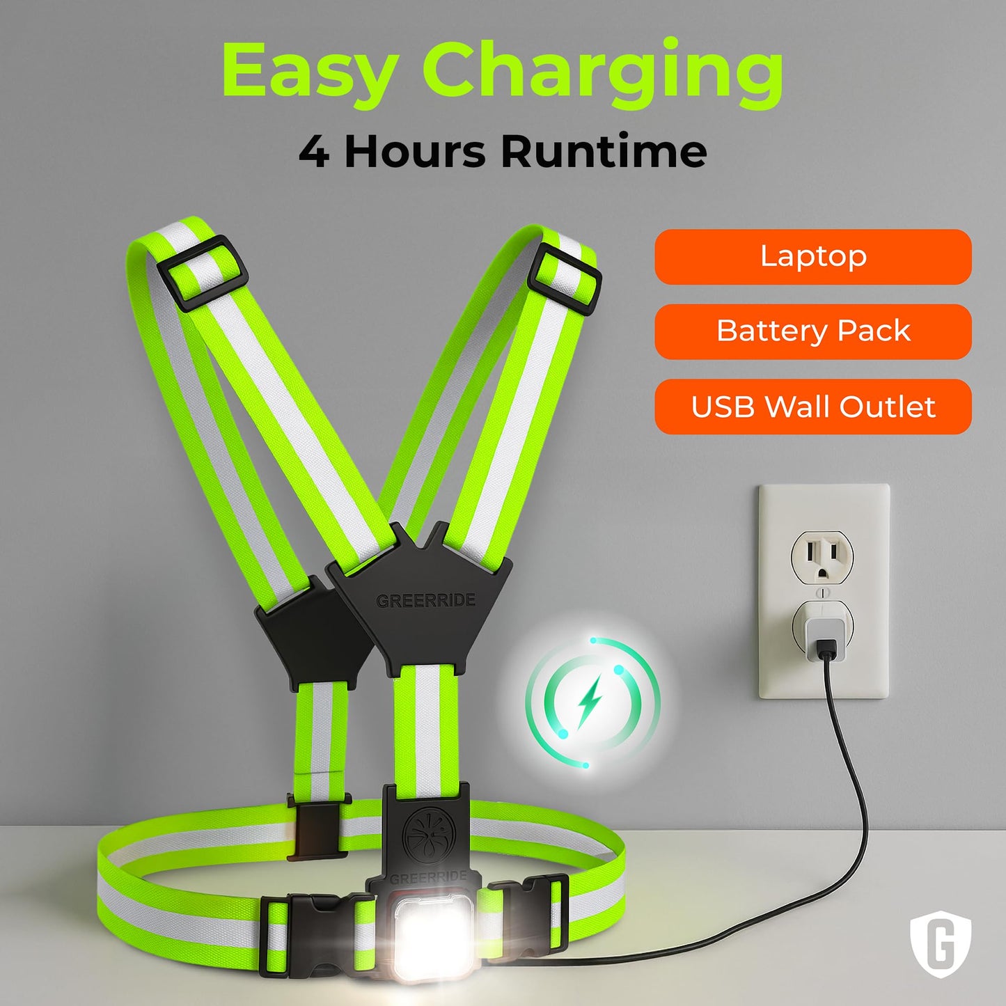 GREERRIDE Running Light Vest - Lighted Vest for Night Walking with Removable Rechargeable LEDs, Reflective Safety Gear for Men and Women to Provide High Visibility, Gift for Runners and Bikers