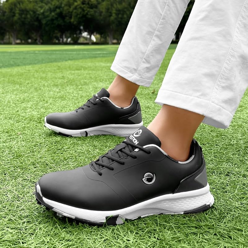 Ifrich Men’s Spikeless Golf Shoes Black+11 - Comfortable, Non-Slip Walking Sneakers