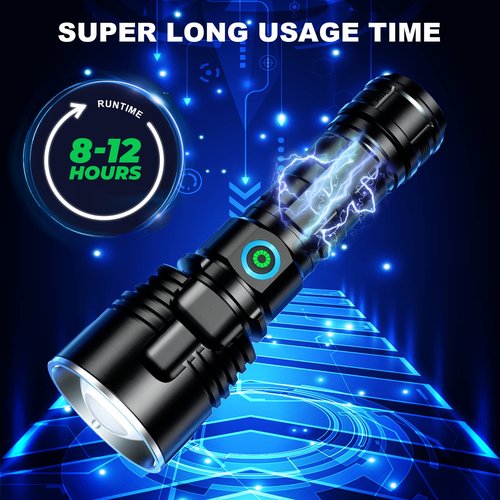 MILAOSHU Rechargeable Flashlights 990000 High Lumens - 2 Pack, 12 Hours Powerful LED Flash Light with Multiple Light Modes, Super Bright & IPX5 Waterproof Torch for Camping, Home, Emergencies