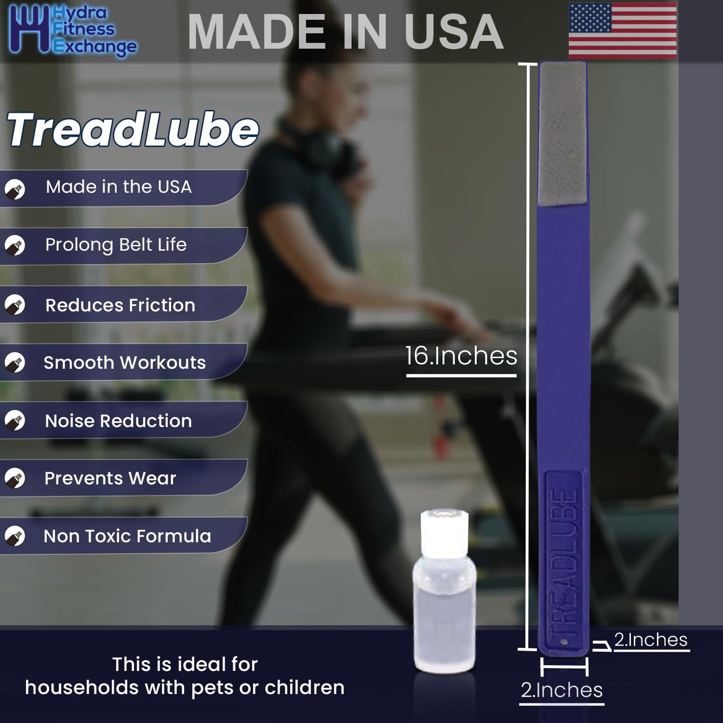 Hydra TreadLube Treadmill Walking Belt Lubricating Kit 100% Spirit Sole Fitness Silicone lube Tread Lube with 16" Applicator Reduces Friction Works with Most Treadmill