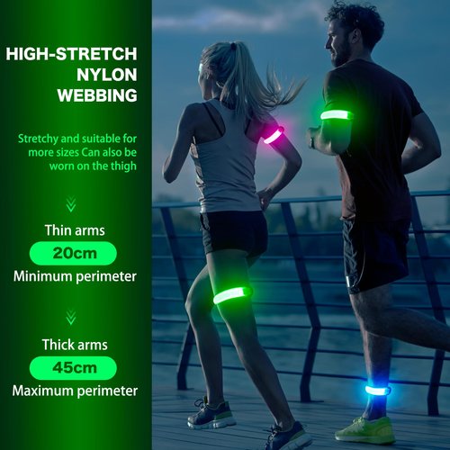 KOSKILL LED Armband Running USB Rechargeable(2 Pack), High Visibility Wristband for Runners, Joggers, Pet Owners, Cyclists, Adjustable Waterproof Reflective Bracelets for Night Running, Walking