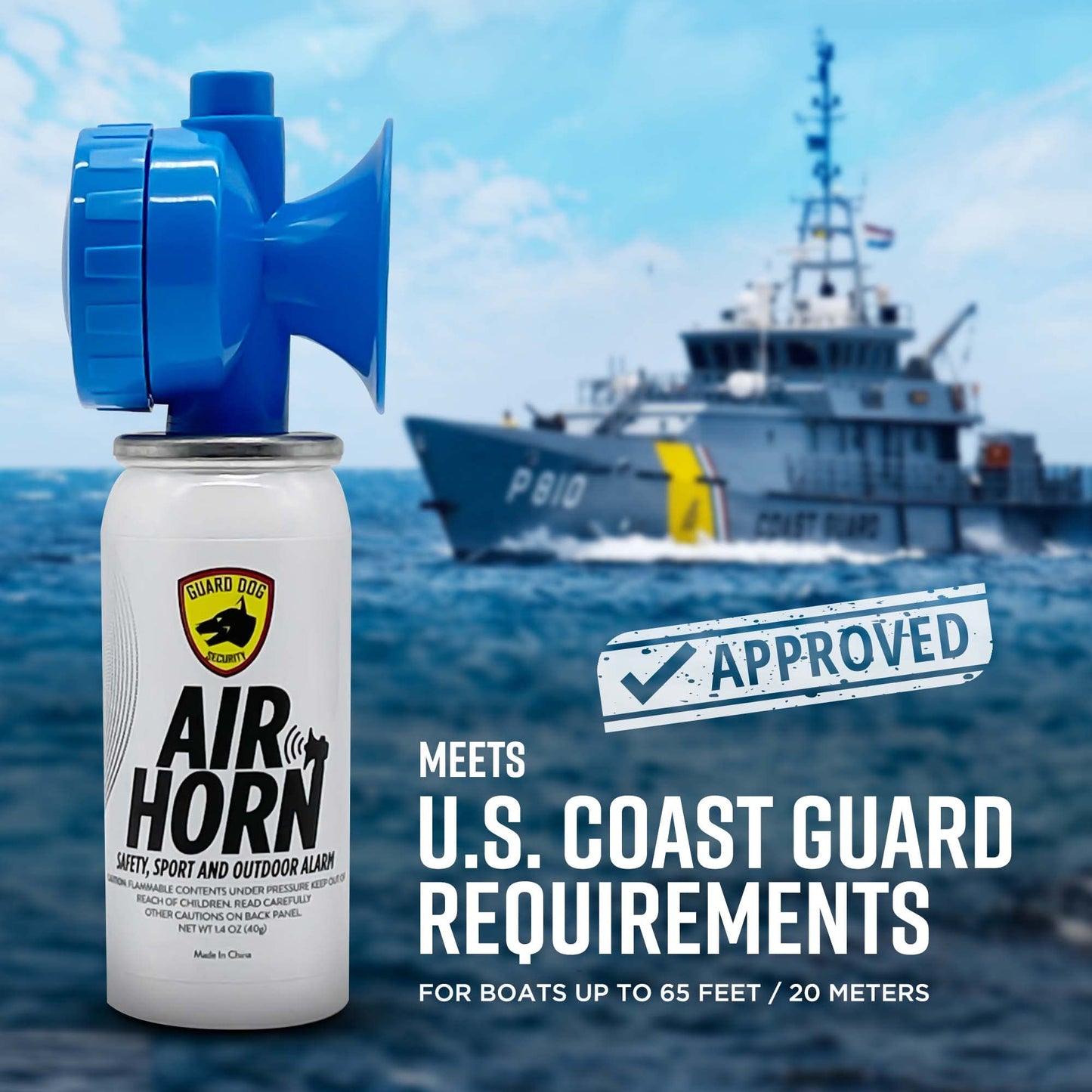 Guard Dog Security Air Horn for Safety, Loud Blow Horn, Hand Held Mini Air Horn, Fog and Boat Horn for Marine, Football Games, Sporting Events and Outdoor Alarms, Powerful 1-Mile Sound Blast 1.4 oz