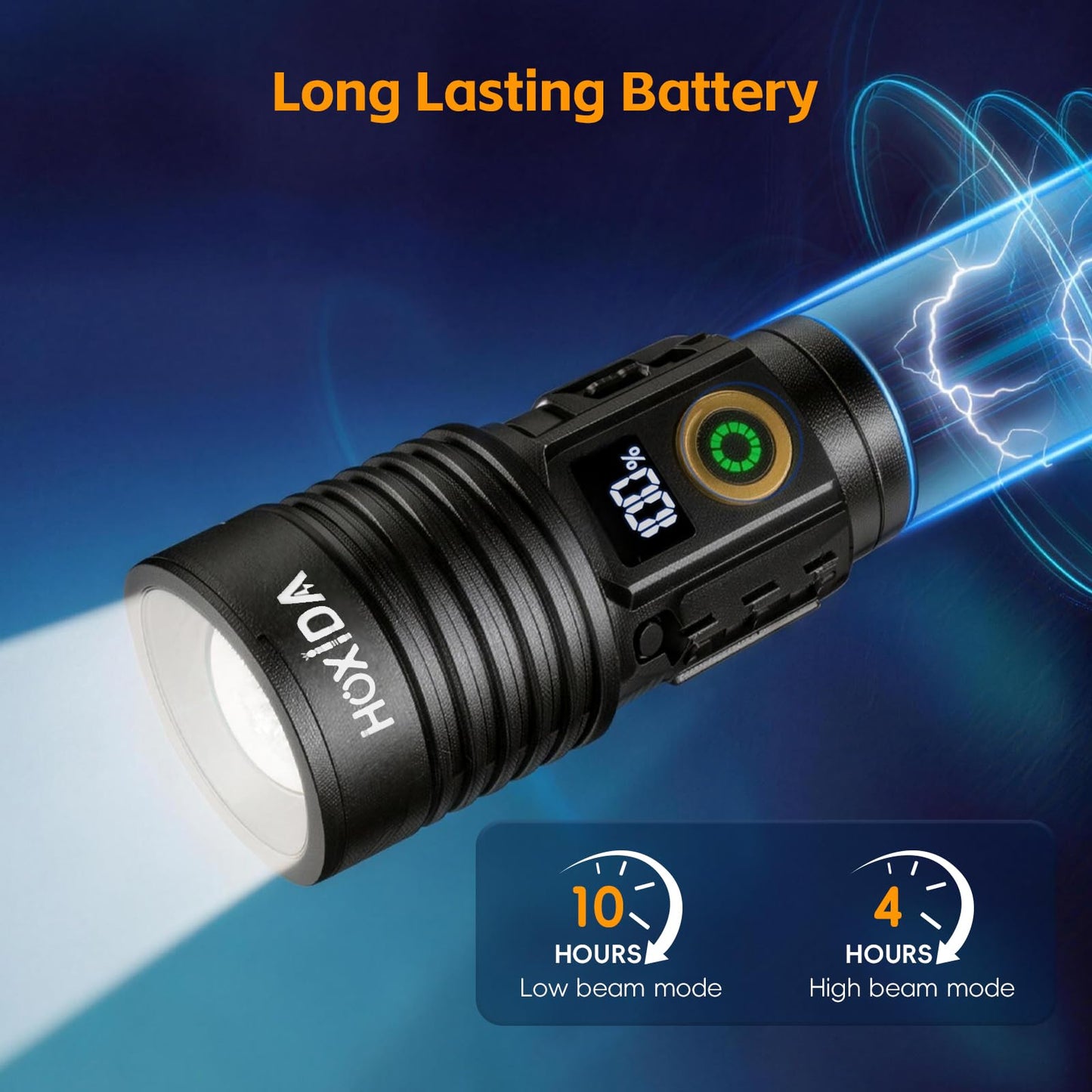 Hoxida Rechargeable Flashlights 2 Pack, 6 Modes Zoomable Powerful Tactical Linternas with LCD Digital Display, Super Bright High Lumens Handheld Magnetic Flashlights for Home Emergencies Camping
