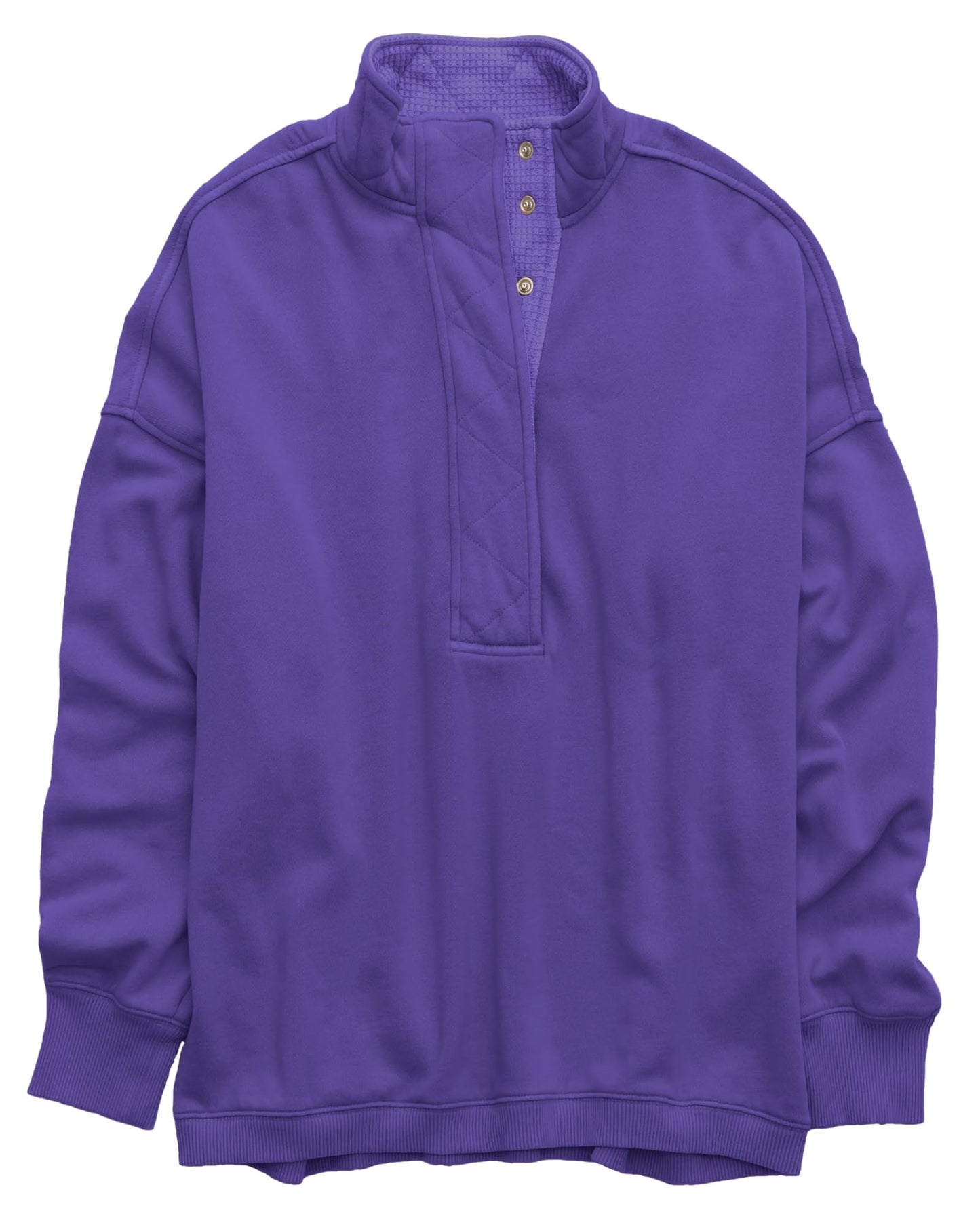 Gacaky Sweatshirt for Women Oversized Casual Long Sleeve Button Henley Neck Pullover Tops Fashion Outfits Clothes Purple S