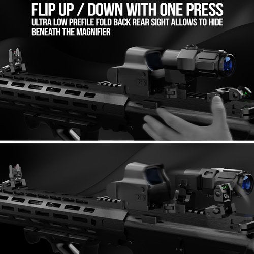 Visiofire Fiber Optic Iron Sights for Picatinny Rail | Flip Up Front and Rear Backup Sights with Red Green Dots | Tool-Free Ajustable Rear Flip Up Sights | Pop Up Fiber Optic Sights Rapid Transition