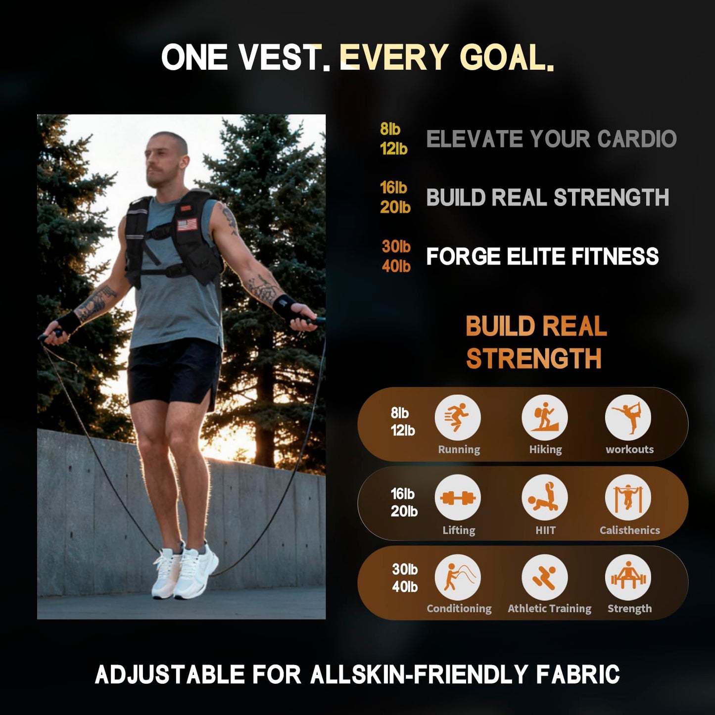 WANOON Weighted Vest for Men Women, 8lb/12lb/16lb/20lb/30lb/40lb Fixed Weight, Plus Size Fitness Vest with Phone Pocket & Reflective Strips for Walking Running Rucking Strength Training