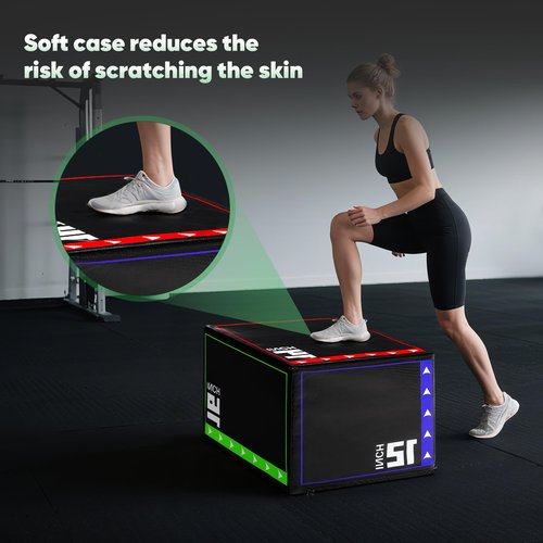 FAHKNS 3 in 1 Foam Plyometric Jump Box,Plyo Box High-Density,EPE Foam Core PVC Leather Cover Non Slip,Jumps Exercise for Home Gym Training Fitness