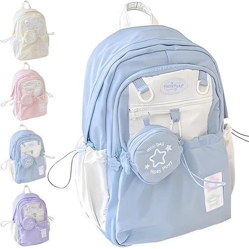 EARFORU Rosy Posy Backpack, Rosyposy Soft Setting Cream Star Drawstring Backpack, Comfortable, Large Capacity, Durable Waterproof (Sky Blue)
