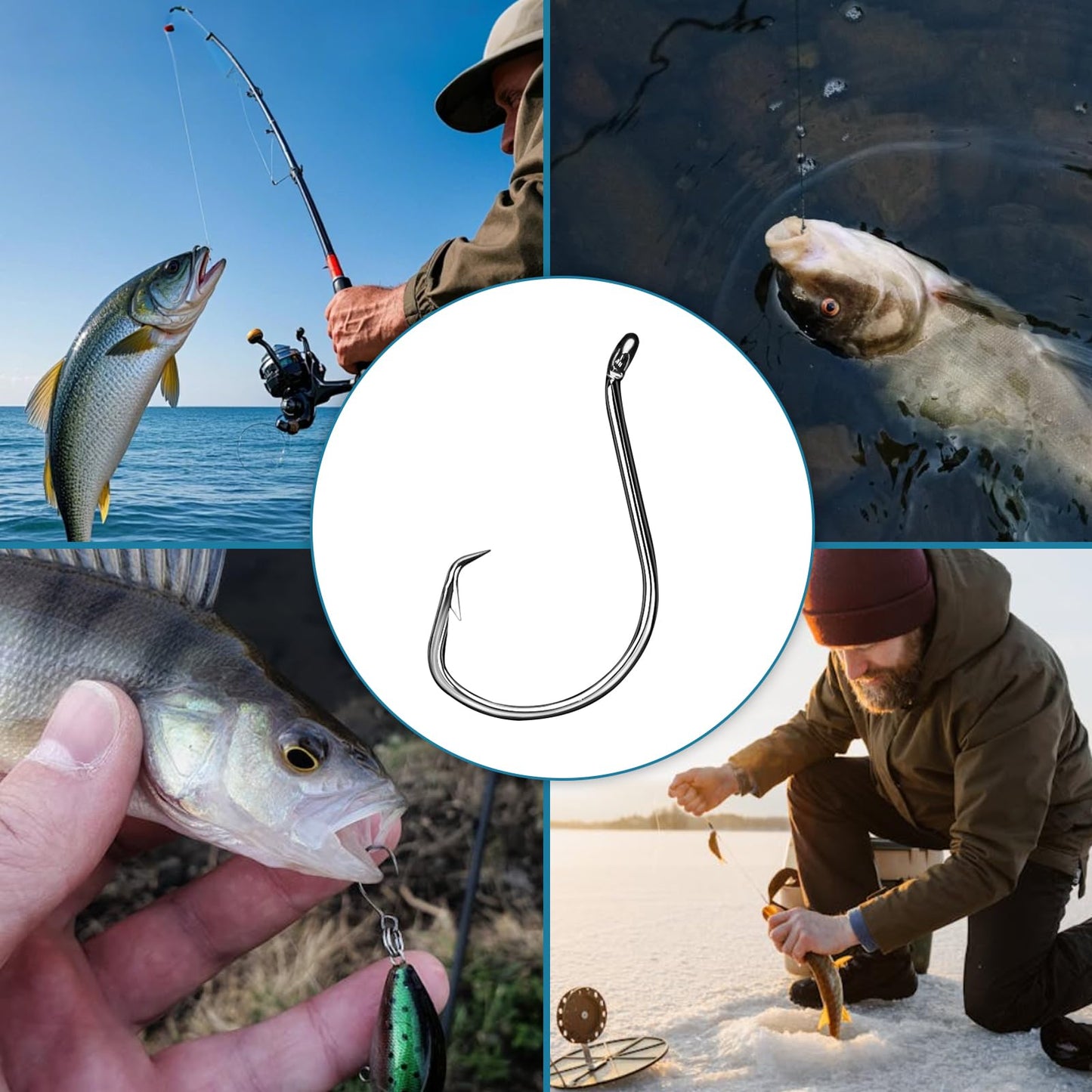 150PCS Circle Hooks, Strong High Carbon Steel Fresh and Saltwater Fishing Hooks, Variety of Different Sizes Circle Hook - Size:#1 1/0 2/0 3/0 4/0 5/0 6/0 8/0