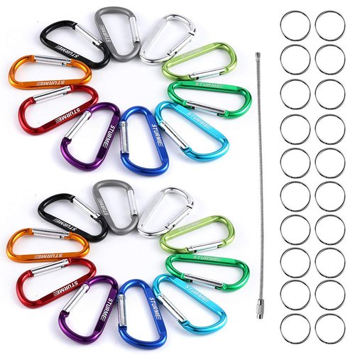 STURME 20pcs 2.7" Carabiner Clip Durable Carabeaner Hooks Small Carabiner D Clip