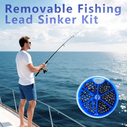 FishingPepo 117Pcs 6 Sizes Fishing Weights Sinkers 0.3/0.4/0.5/0.6/0.7/0.8g Round Fishing Line Sinker Removable Egg Lead Assortment