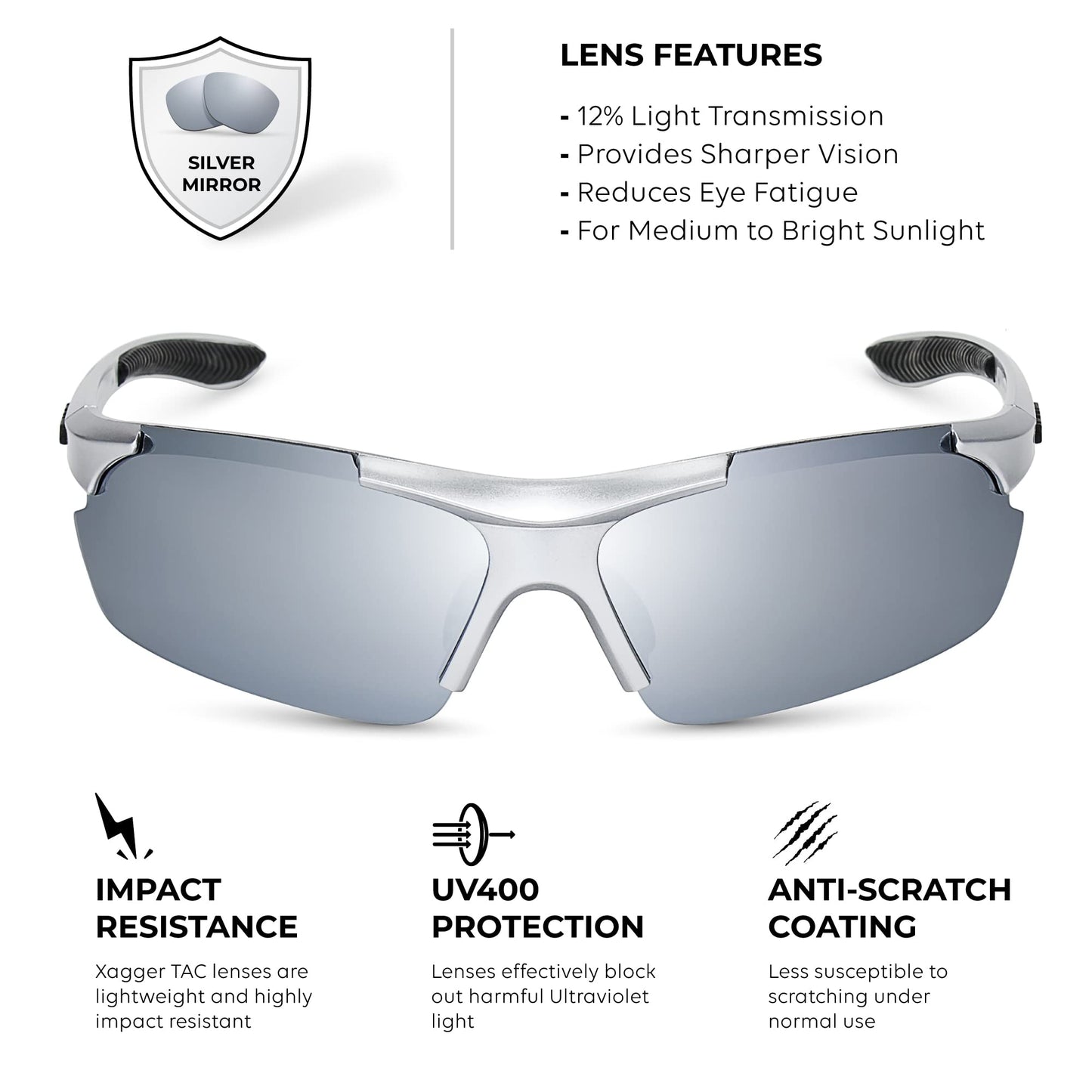 Xagger Polarized Sports Sunglasses for Men Women Wrap Around UV400 Running Baseball Softball Cycling Golf Hiking Fishing Driving Glasses