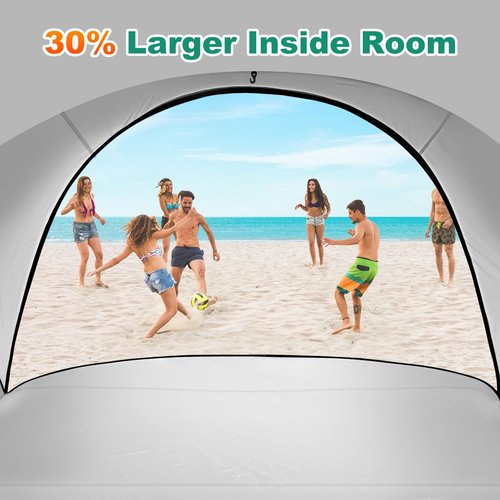 Beach Tent Sun Shelter 2-4 Person Easy Setup Canopy with UPF50+ UV Protection with 2 Zipper Doors（GN