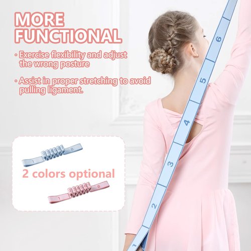 Qiyuda 2 Pcs Stretch Strap for Kids, Elastic Gymnastics Stretching Ballet Dance Band Resistance Strap with 8 Loops (Pink Blue)