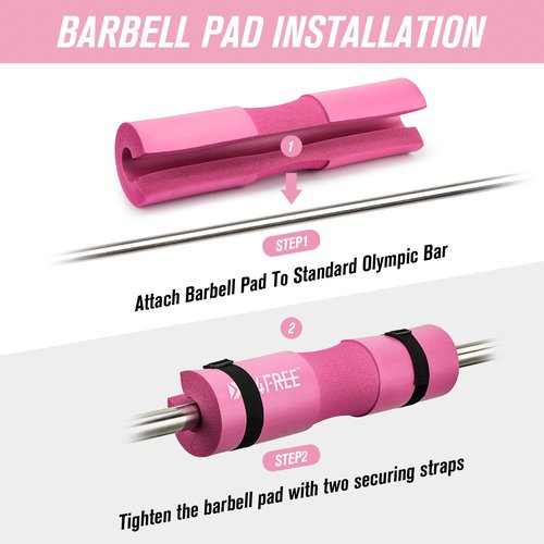 G4Free 7pcs Barbell Pad Set for Squat, Hip Thrusts, Lunges Standard Olympic Bars with 2 Gym Ankle Safety Straps, 3 Hip Resistance Bands, Barbell Pad and Carry Bag(Pink)
