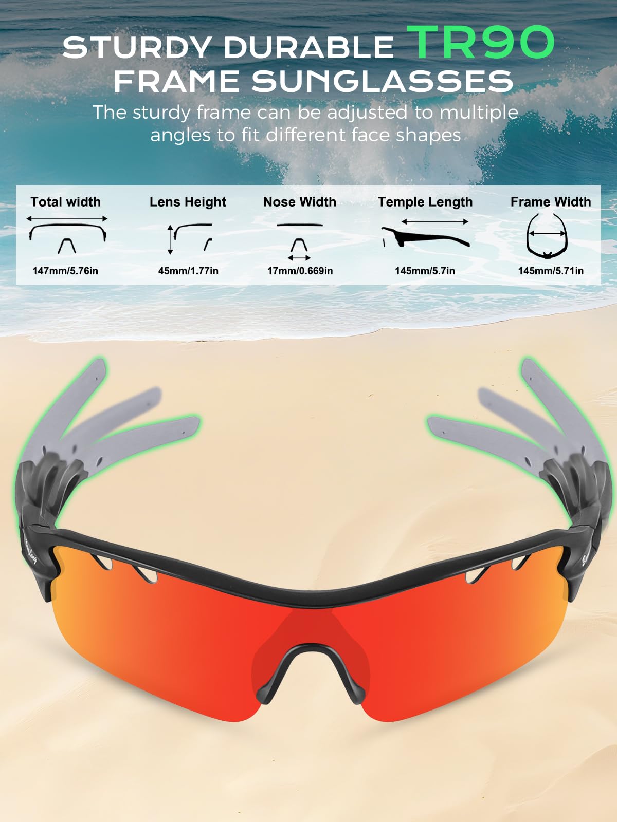 BangLong Polarized Cycling Sunglasses for Men Women, 26g Sports Sunglasses with 5 Interchangeable Lenses, UV400 Lightweight Bike Glasses with Prescription Insert for Running Fishing Baseball Driving