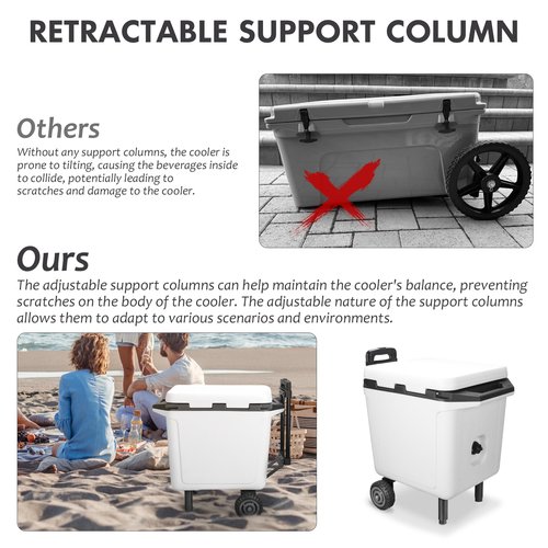 WEIGUZC Cooler Wheels Kit for Ninja FrostVault 30qt/50qt Hard Cooler - 5 Inch Wheels & Retractable Handle - Heavy Duty Cooler Accessories for Camping & Beach (Wheel Kit Only)