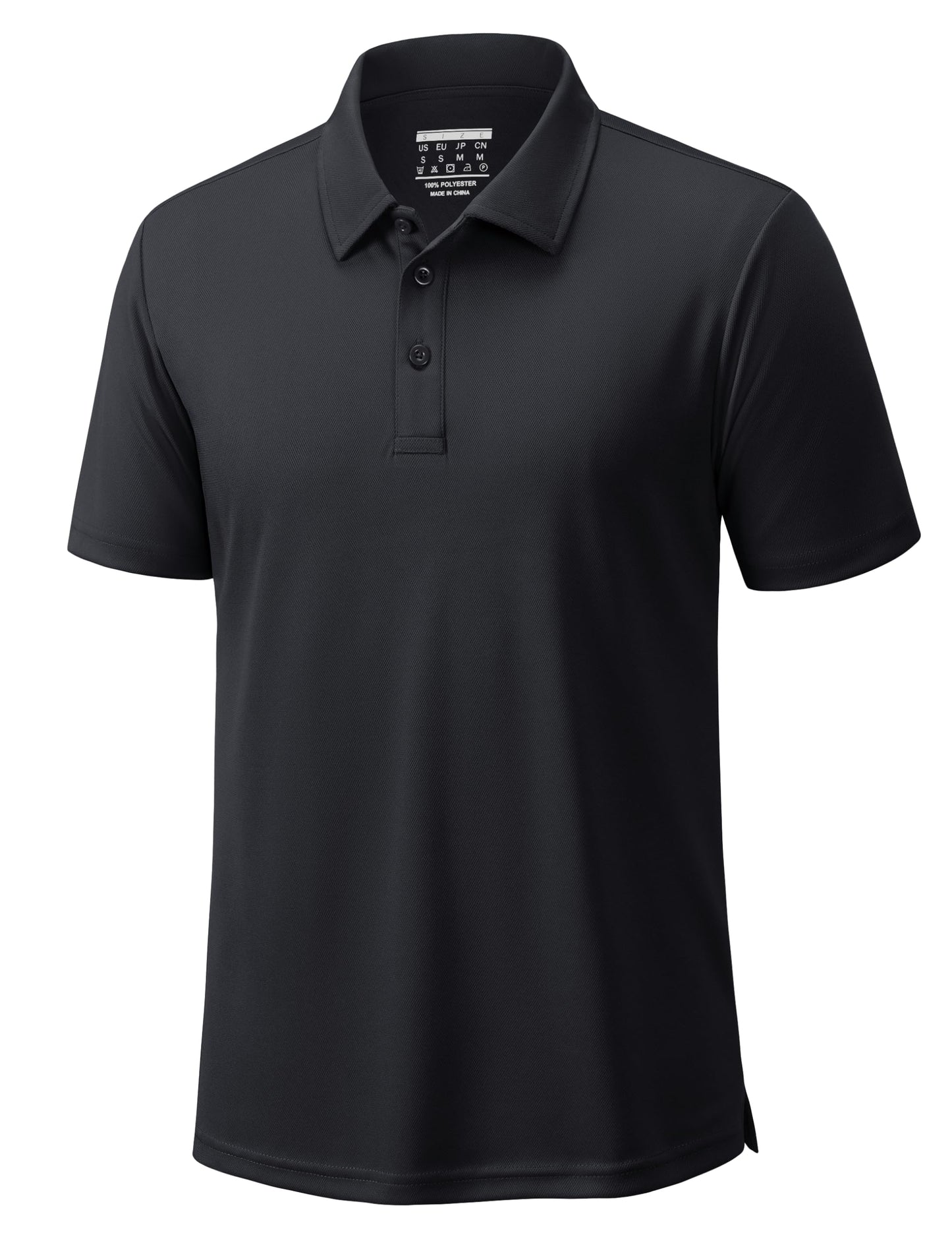 Cavva Mens Short Sleeve Polo Shirts Performance Short Sleeve Lightweight Quick Dry Moisture Wicking Golf Work Black XL