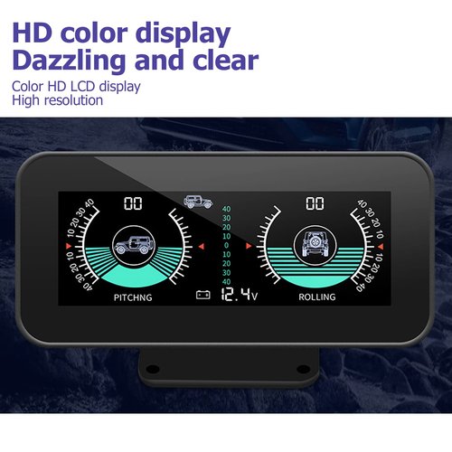 Fydun Car Inclinometer Level Tilt Gauge, HUD Car Electronic Clinometer Indicator Digital Inclinometer Car Angle Slope Meter for Automobile