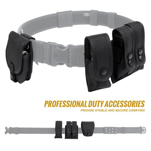 VISMIX 3 Sets of Holsters for Duty Belt, Handcuff Holster/Spray Holster/Double Magazine Pouch Case Sheath Snap Strap for Police Security Law Enforcement