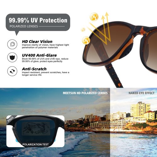 MEETSUN Polarized Sports Sunglasses for Women Men Driving Running Cycling Fishing Sun Glasses UV400 Protection Tortoise Frame-Gradient Brown Lens