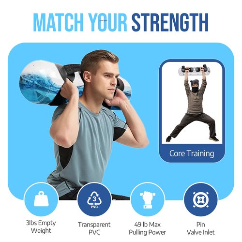 AQUAFIT Classical Aqua Bags, Workout Sandbag Alternative Strength Training Sand Bag Portable Stability Fitness Equipment – Ultimate Core and Balance Training for Home Gym