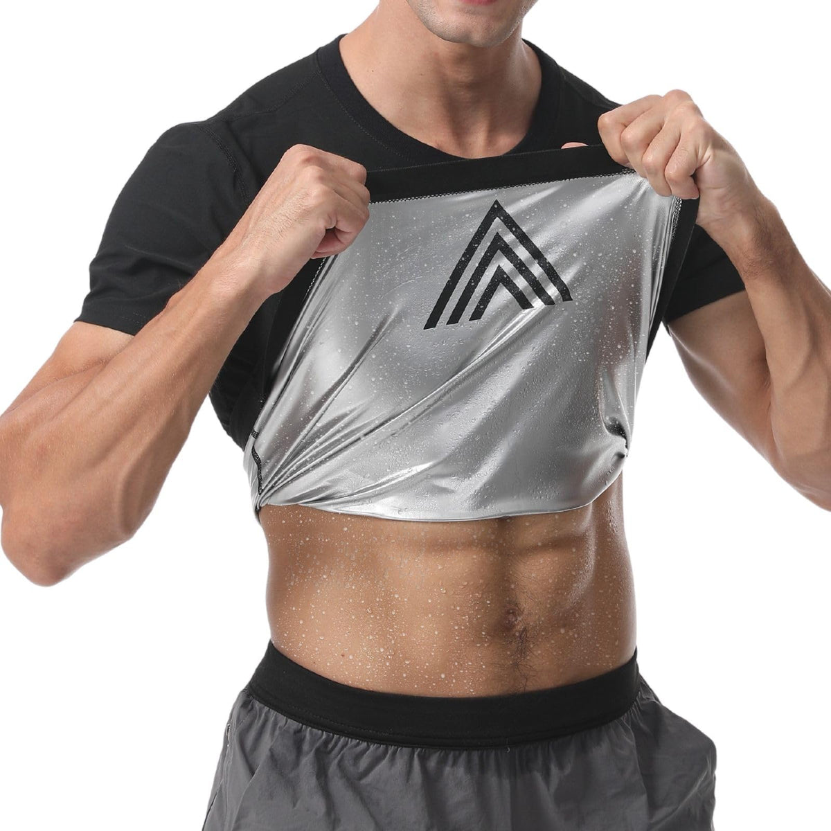 HEATTRAP Men’s Sauna Suit Shirt - Heat Trapping Sweat Compression Vest, Shapewear Top (Black, 2XL)