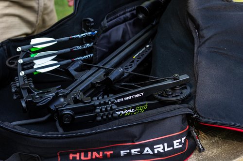 Killer Instinct Rival 410 Crossbow Package with 4x32 IR-W Scope, Rope Cocker, String Suppressors, 3-Bolt Quiver, 3 Hypr Lite Bolts and Field Tips, with a Stick of Rail Lube