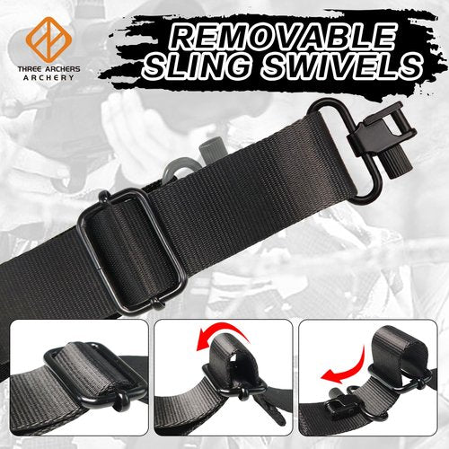 THREE ARCHERS Archery Bow Sling with Removable Swivels Comfortable Padded Shoulder Adjustable Strap Sling for Crossbow for Portable Outdoors-Shooting & Hunting(Length 28-52IN, Width 2.4IN)