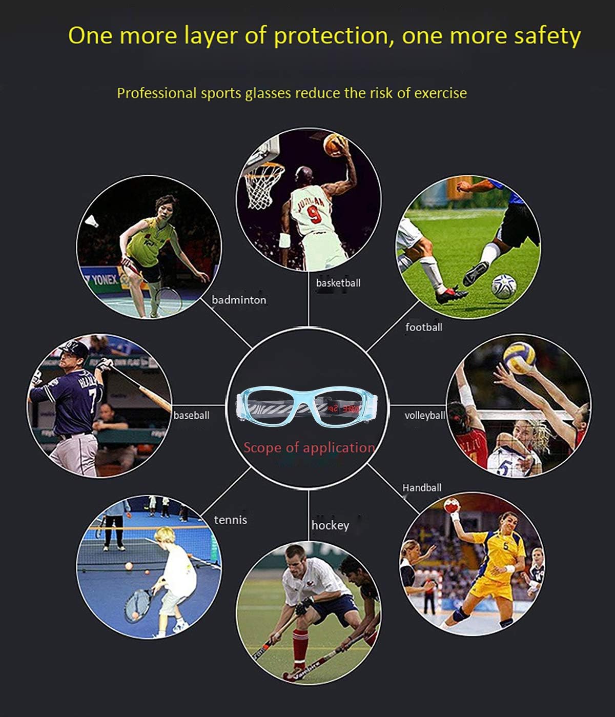 ''N/A'' Kids Sports Glasses Basketball Football Safe Training Goggles Anti Fog 7-12