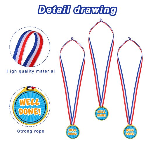 Gejoy Assorted Kids Medals for Winning Plastic Medals Assortment for Sports Talent Shows Gymnastics Parties and Other Birthday Party Favors (60 Pieces)