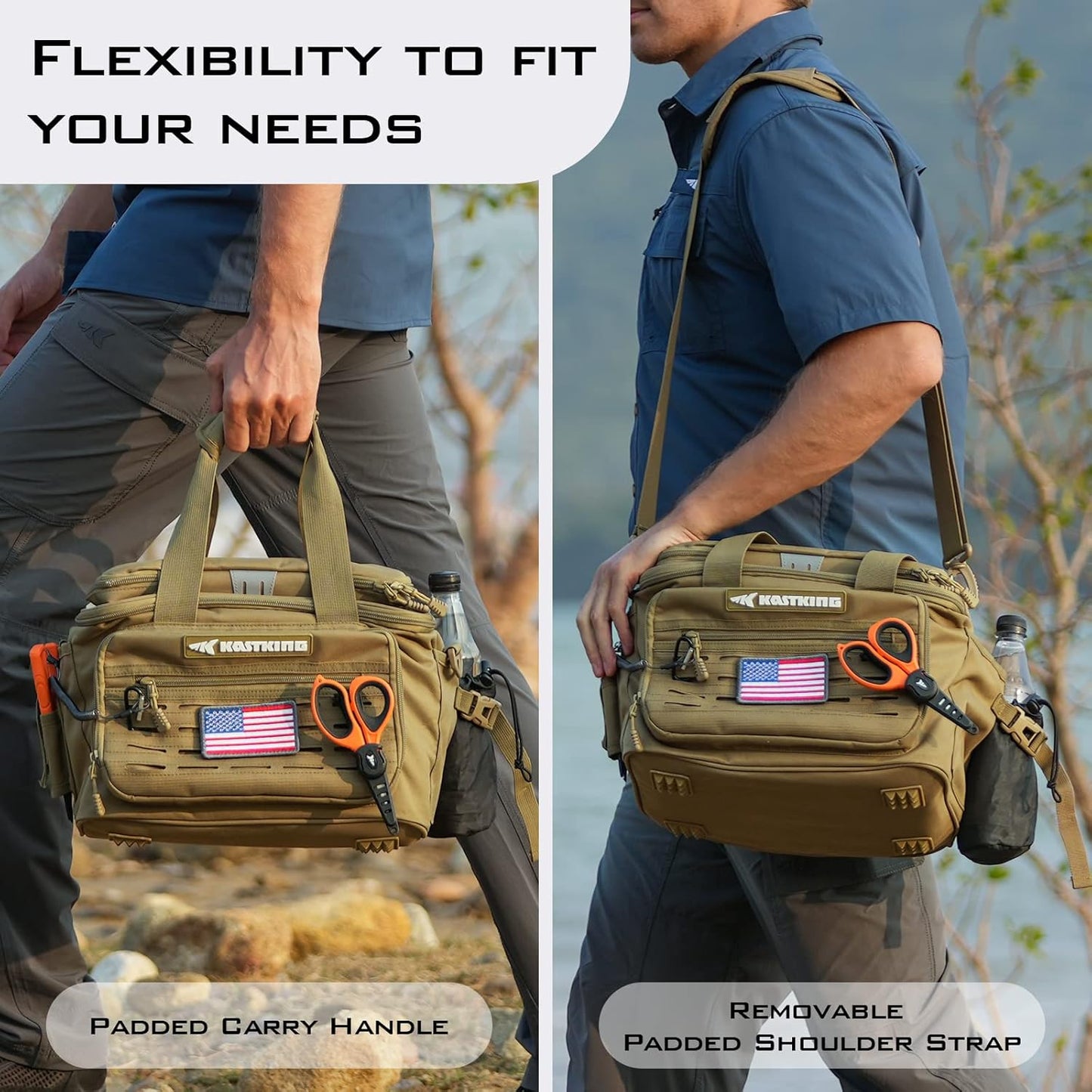 KastKing Fishing Tackle Bags - Saltwater & Freshwater Fishing Bags - Water Resistant, Padded Shoulder Strap - Gear Storage