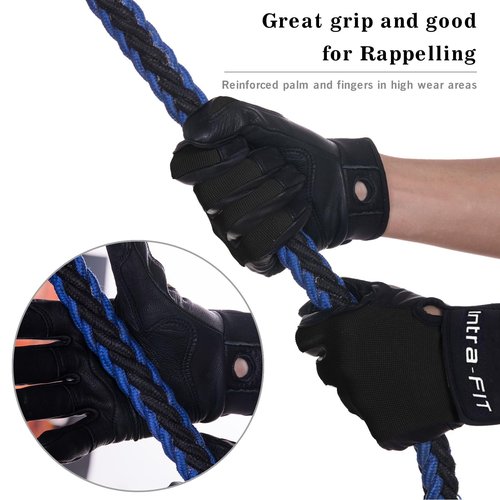 Intra-FIT Breathable Climbing Gloves,Full-Finger Padded Hiking/Rope Gloves for Rappelling Rock Climbing Sailing Adventure(M,One Pair)