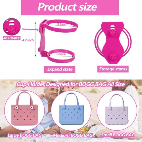Cup Holder for Bogg Bag,Fits 30oz 40oz Stanley, Adjustable Insert Drink Holder Compatible with Bogg Bag,Foldable Water Bottle Holder Attachment for Bogg Bag Accessories