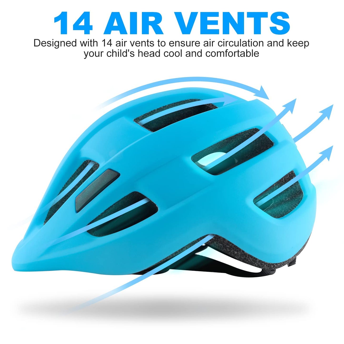 Kids Bike Helmet for Ages 1-8 Years, Adjustable Toddler Boys and Girls Helmets, Lightweight Child Infant Bicycle Cycling Scooter Sports Helmet 48-54cm Blue