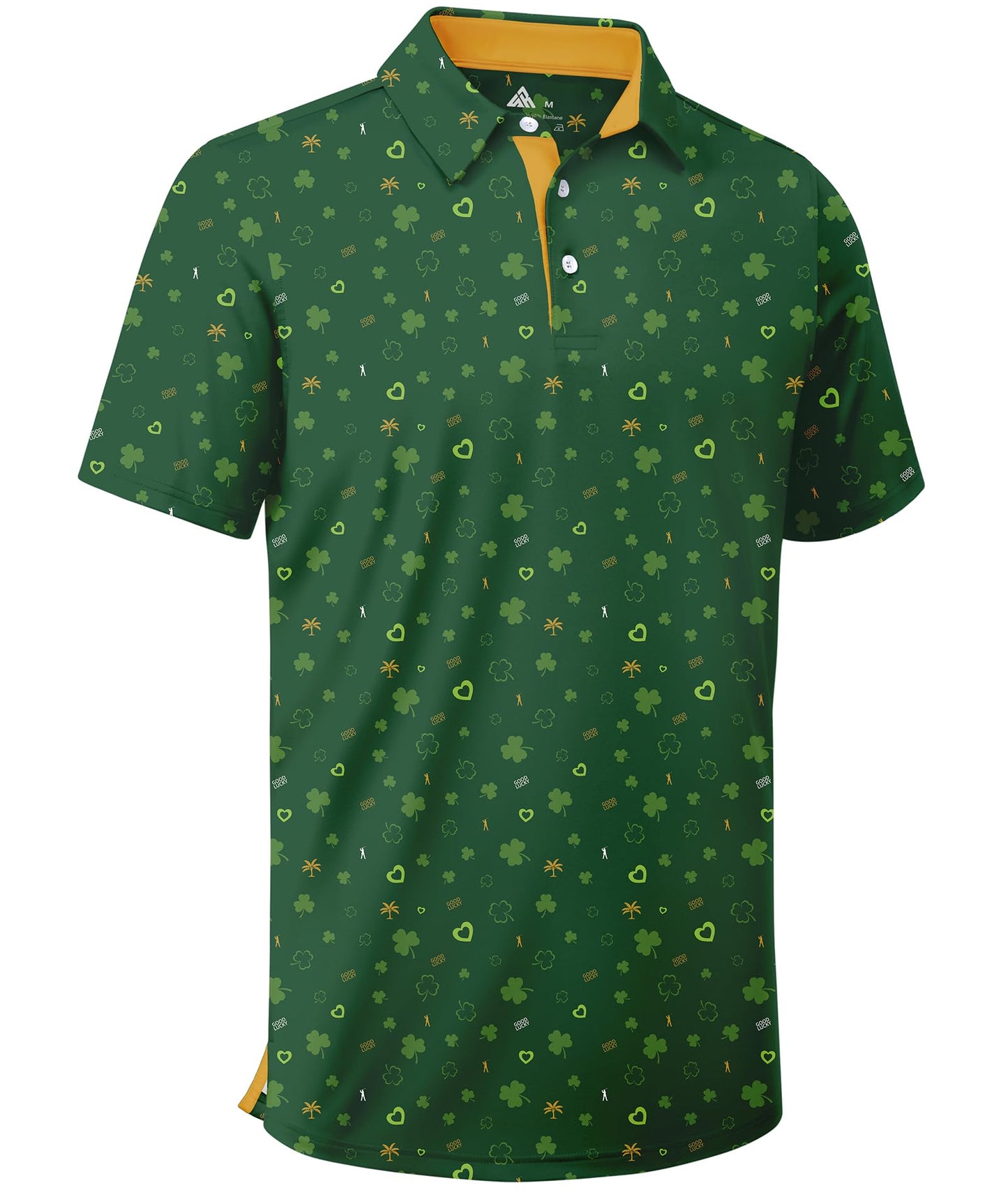ZITY Mens Golf Shirt Short Sleeve Moisture Wicking Performance Daily Casual Print Patterns Collared Golf Polo Shirts for Men Bright Green X-Large