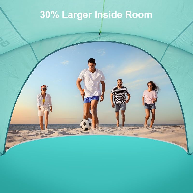Gorich Turquoise Beach Tent Sun Shelter UPF50+ 2 Doors 66" L 48" W 42" H