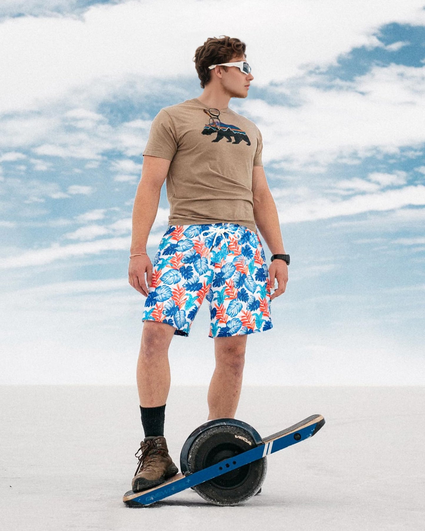 SURF CUZ Mens Swim Trunks with Compression Liner Quick Dry Swim Shorts 7" Swimming Trunks Stretch Zipper Pockets Multi-Colored Leaves X-Large