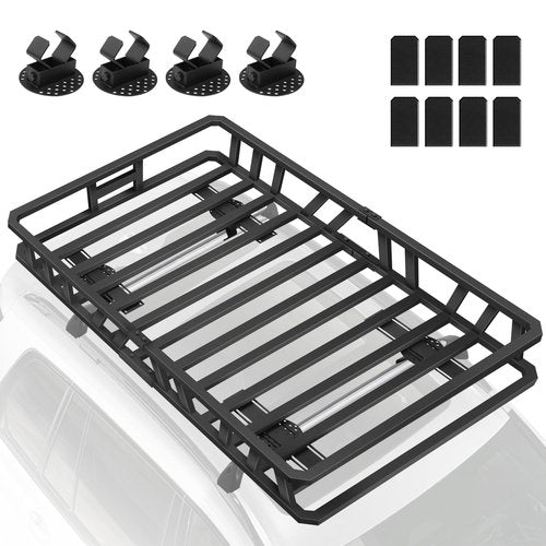 ROADGIVE 52"x36"x5" Roof Rack Cargo Carrier, Heavy-Duty Carbon Steel Rooftop Cargo Basket with 200 lb Capacity and Round Fastener for SUV, Truck, Car