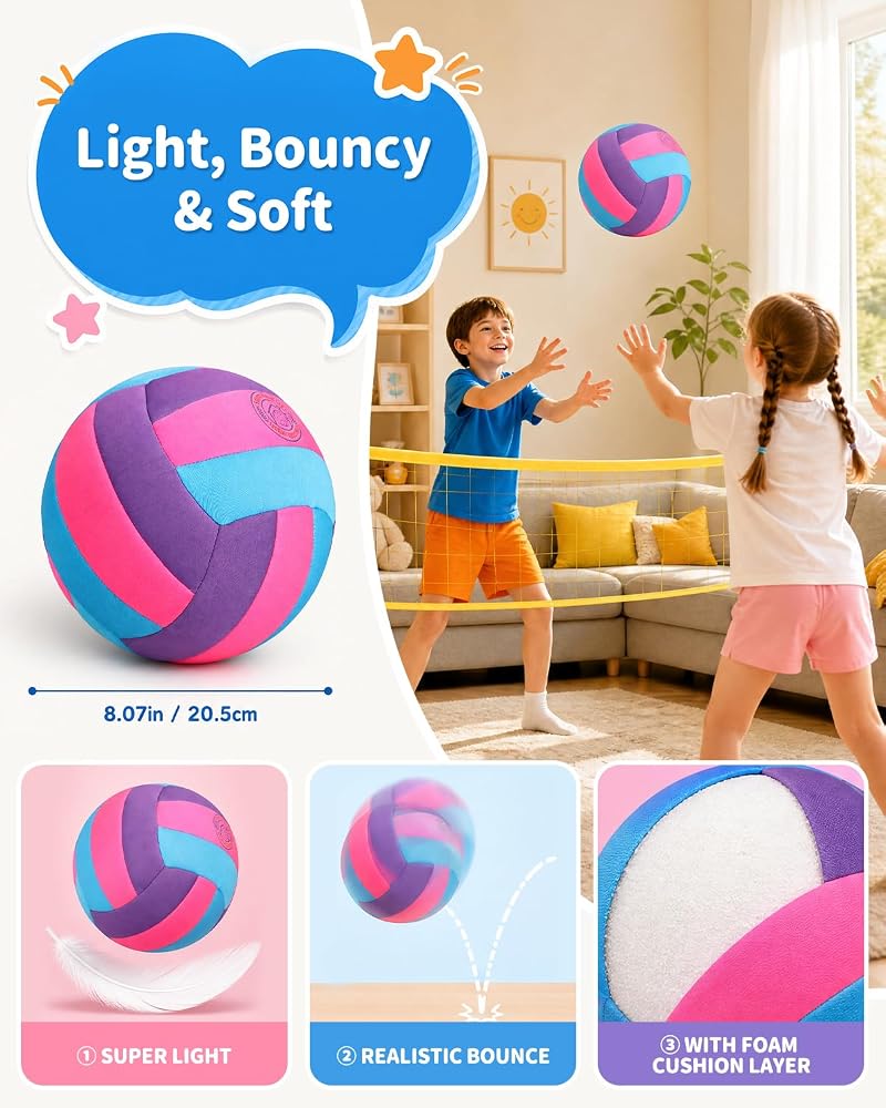 Soft Indoor Volleyball - Quiet Practice Ball with Realistic Bounce
