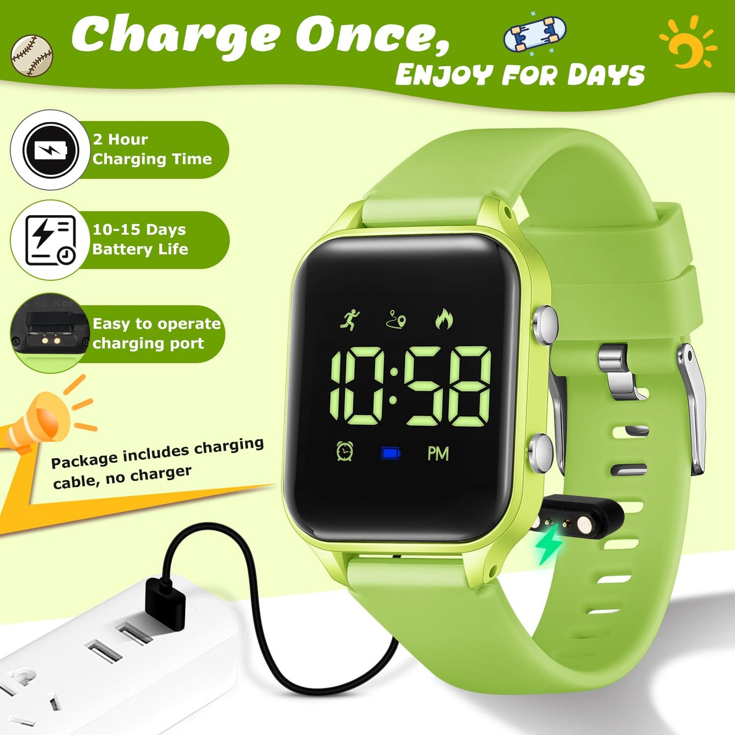 Timever Kids Digital Watches for Boys Girls, Sports Watch with Fitness Tracker, Pedometer, Alarm Clocks, Stopwatch, No App Needed Waterproof Kids Watch, Gift for Teens Student Girls Boys Ages 5-14