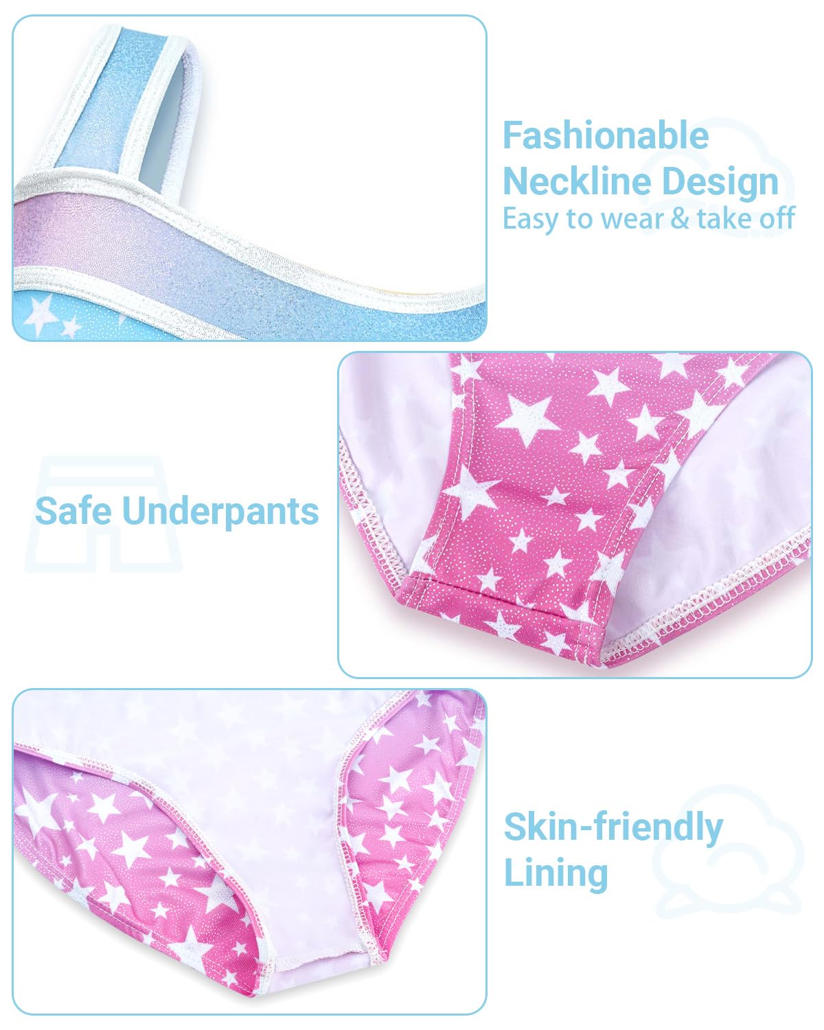 JiAmy Girls Gymnastics Leotards, Glitter Ballet Dance Unitards Biketards Activewear with Short & Hairband for Kids 5-7 Years