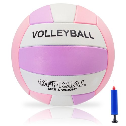 Stavanicen Volleyball Official Size 5 for Indoor Outdoor, Thicker PU Soft Beach Volleyball for Girls Boys Teenager Adults Beach Game Gym Training Beginner (Pink Purple White)
