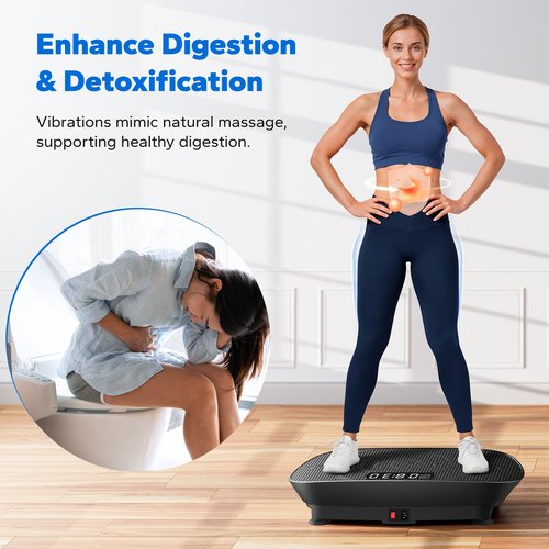 MERACH Vibration Plate Exercise Machine, Vibration Plate with Real-Time Calorie Tracking on LED Display, Vibrating Plate Exercise Machine for Women Men, Workout Equipment for Home (Black