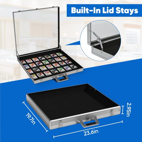 YAGEANNL Portable Trade Show Display Case, 24'' x 20'' Card Show Display Case with Locks, Aluminum Showcase for Cards, Jewelry, Pastry Display