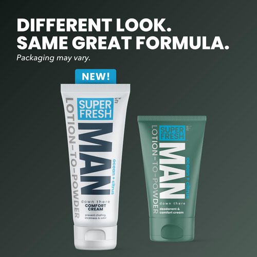 Super Fresh Ball Deodorant Powder Lotion Comfort Cream for Man Parts Groin Butt and Body Hygiene Controls Odor Stops Chafing and Itch Absorbs Sweat Aluminum Free Formula in 4 oz Tube