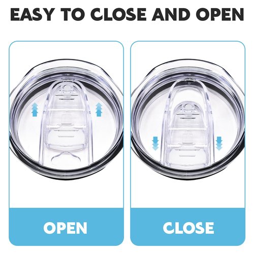 XccMe 20oz Skinny Tumbler Replacement Lids 2 Pack,Spill Proof Splash Resistant Silicone Sliding Covers,Straw Friendly, BPA Free